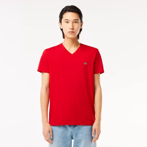 Lacoste T-Shirts-Men'S V-Neck Pima Cotton Jersey T-Shirt