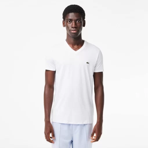 Lacoste T-Shirts-Men'S V-Neck Pima Cotton Jersey T-Shirt