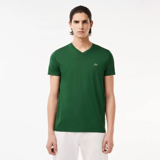 Lacoste T-Shirts-Men'S V-Neck Pima Cotton Jersey T-Shirt