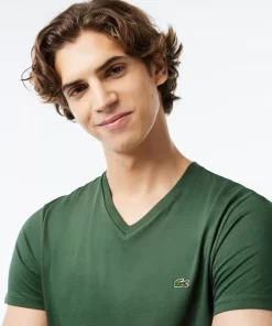 Lacoste T-Shirts-Men'S V-Neck Pima Cotton Jersey T-Shirt