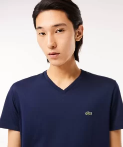 Lacoste T-Shirts-Men'S V-Neck Pima Cotton Jersey T-Shirt