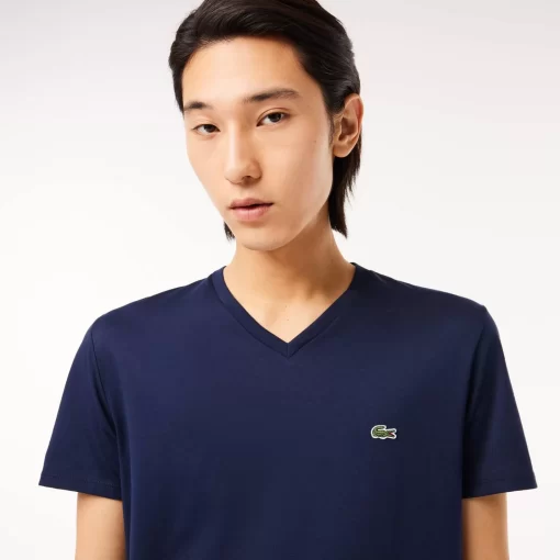 Lacoste T-Shirts-Men'S V-Neck Pima Cotton Jersey T-Shirt