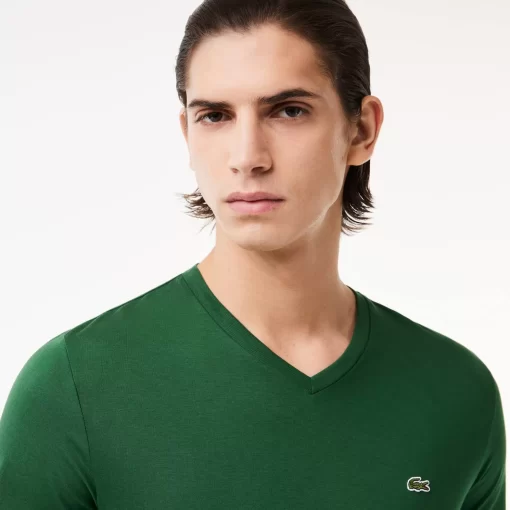 Lacoste T-Shirts-Men'S V-Neck Pima Cotton Jersey T-Shirt