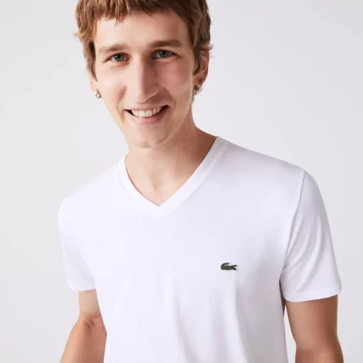 Lacoste T-Shirts-Men'S V-Neck Pima Cotton Jersey T-Shirt