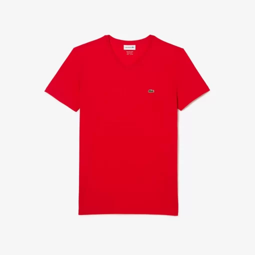 Lacoste T-Shirts-Men'S V-Neck Pima Cotton Jersey T-Shirt