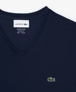 Lacoste T-Shirts-Men'S V-Neck Pima Cotton Jersey T-Shirt