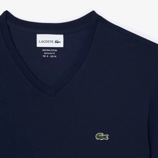 Lacoste T-Shirts-Men'S V-Neck Pima Cotton Jersey T-Shirt