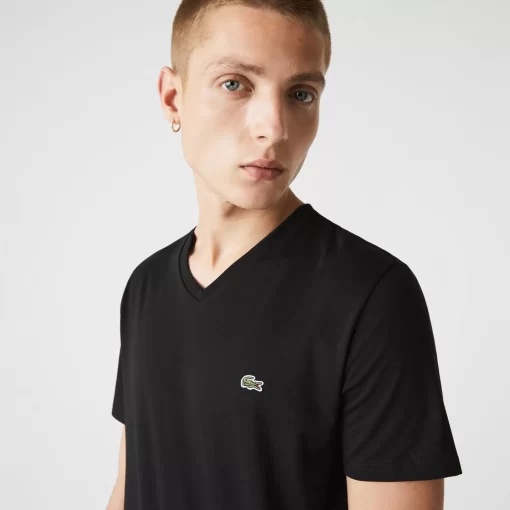 Lacoste T-Shirts-Men'S V-Neck Pima Cotton Jersey T-Shirt