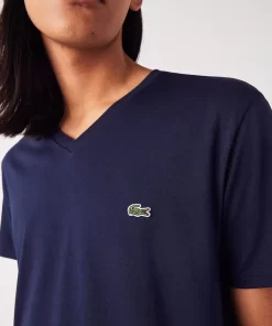 Lacoste T-Shirts-Men'S V-Neck Pima Cotton Jersey T-Shirt