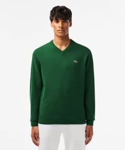 Lacoste Knitwear-Men'S V-Neck Wool Sweater