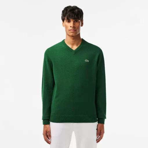 Lacoste Knitwear-Men'S V-Neck Wool Sweater