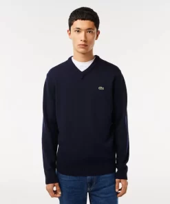 Lacoste Knitwear-Men'S V-Neck Wool Sweater