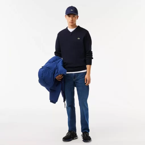 Lacoste Knitwear-Men'S V-Neck Wool Sweater