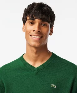 Lacoste Knitwear-Men'S V-Neck Wool Sweater