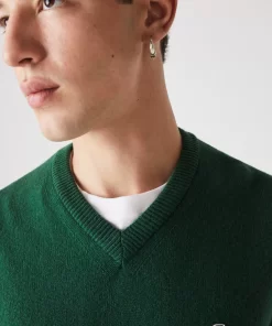 Lacoste Knitwear-Men'S V-Neck Wool Sweater