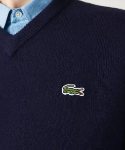 Lacoste Knitwear-Men'S V-Neck Wool Sweater