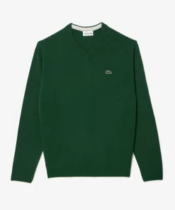 Lacoste Knitwear-Men'S V-Neck Wool Sweater