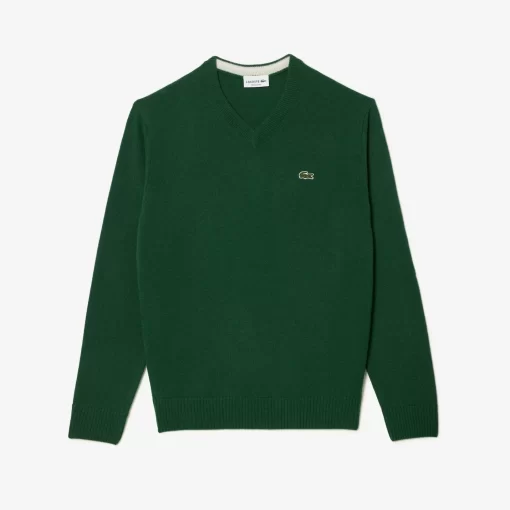 Lacoste Knitwear-Men'S V-Neck Wool Sweater