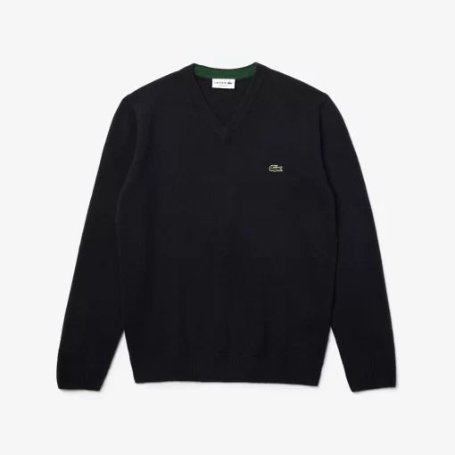 Lacoste Knitwear-Men'S V-Neck Wool Sweater