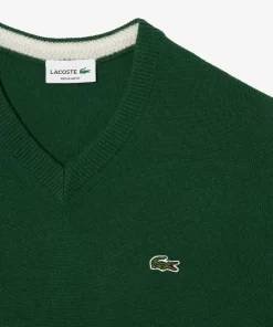 Lacoste Knitwear-Men'S V-Neck Wool Sweater