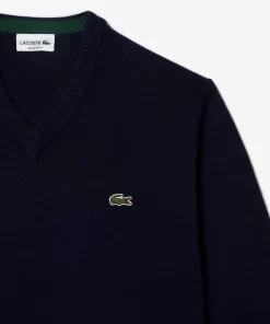 Lacoste Knitwear-Men'S V-Neck Wool Sweater