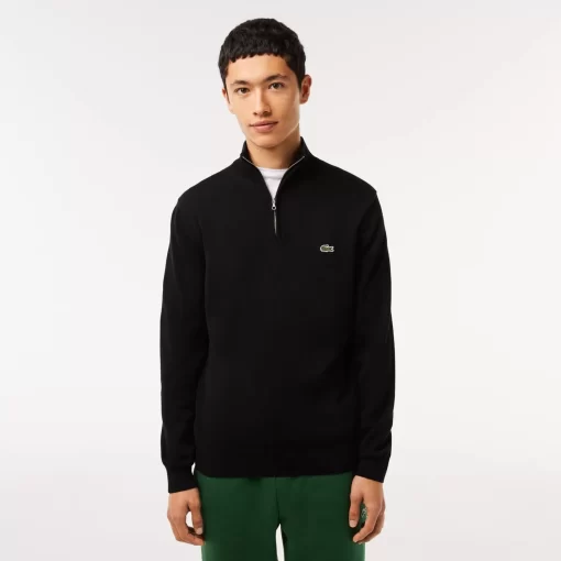 Lacoste Knitwear-Men'S Zippered Organic Cotton Sweater