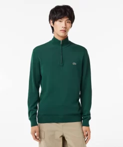 Lacoste Knitwear-Men'S Zippered Organic Cotton Sweater