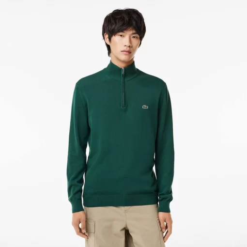 Lacoste Knitwear-Men'S Zippered Organic Cotton Sweater