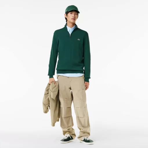 Lacoste Knitwear-Men'S Zippered Organic Cotton Sweater