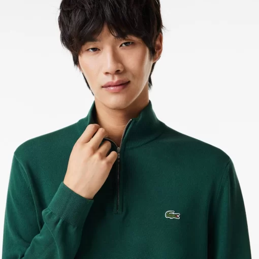 Lacoste Knitwear-Men'S Zippered Organic Cotton Sweater