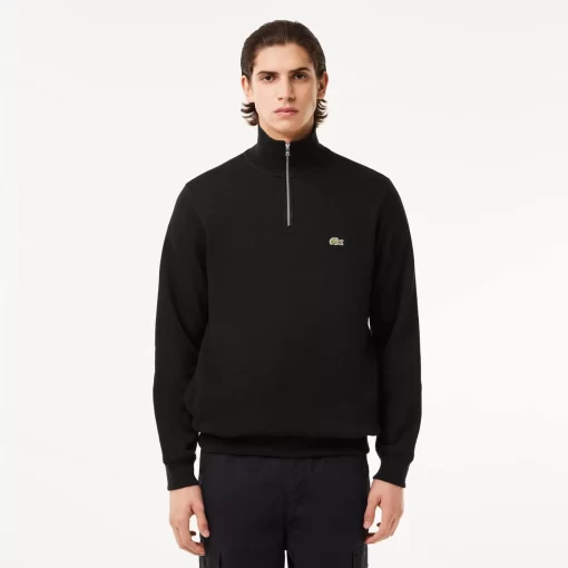 Lacoste Knitwear-Men'S Zippered Stand-Up Collar Cotton Sweatshirt