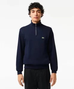 Lacoste Knitwear-Men'S Zippered Stand-Up Collar Cotton Sweatshirt