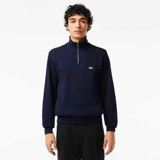 Lacoste Knitwear-Men'S Zippered Stand-Up Collar Cotton Sweatshirt