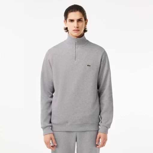 Lacoste Knitwear-Men'S Zippered Stand-Up Collar Cotton Sweatshirt