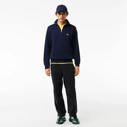 Lacoste Knitwear-Men'S Zippered Stand-Up Collar Cotton Sweatshirt