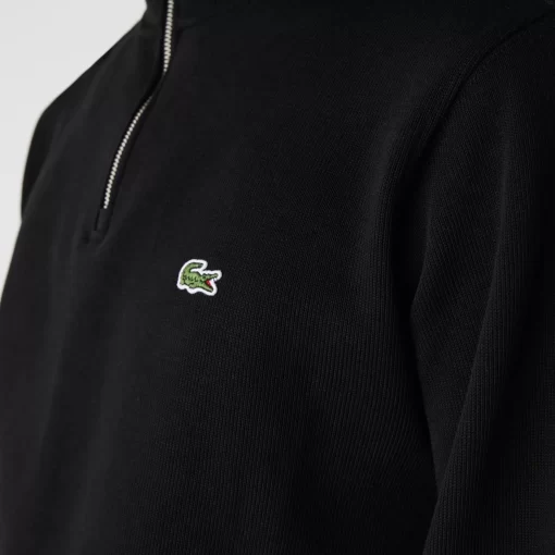 Lacoste Knitwear-Men'S Zippered Stand-Up Collar Cotton Sweatshirt