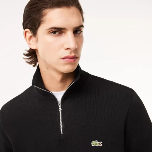 Lacoste Knitwear-Men'S Zippered Stand-Up Collar Cotton Sweatshirt