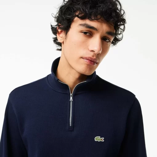 Lacoste Knitwear-Men'S Zippered Stand-Up Collar Cotton Sweatshirt