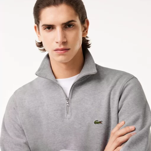 Lacoste Knitwear-Men'S Zippered Stand-Up Collar Cotton Sweatshirt