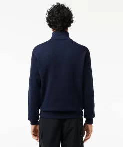 Lacoste Knitwear-Men'S Zippered Stand-Up Collar Cotton Sweatshirt