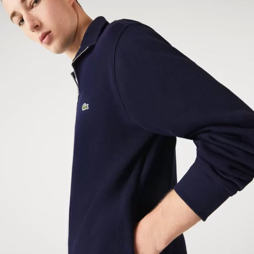 Lacoste Knitwear-Men'S Zippered Stand-Up Collar Cotton Sweatshirt