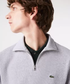 Lacoste Knitwear-Men'S Zippered Stand-Up Collar Cotton Sweatshirt