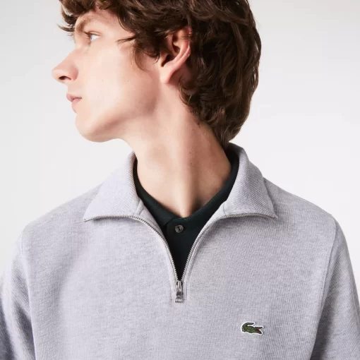 Lacoste Knitwear-Men'S Zippered Stand-Up Collar Cotton Sweatshirt