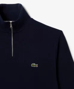 Lacoste Knitwear-Men'S Zippered Stand-Up Collar Cotton Sweatshirt