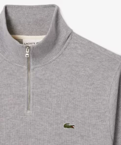 Lacoste Knitwear-Men'S Zippered Stand-Up Collar Cotton Sweatshirt