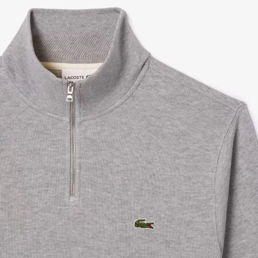 Lacoste Knitwear-Men'S Zippered Stand-Up Collar Cotton Sweatshirt