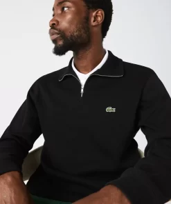 Lacoste Knitwear-Men'S Zippered Stand-Up Collar Cotton Sweatshirt