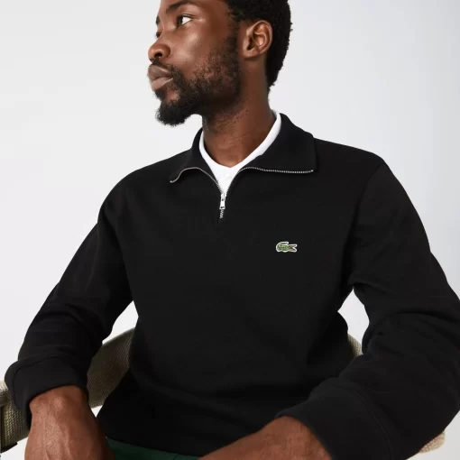 Lacoste Knitwear-Men'S Zippered Stand-Up Collar Cotton Sweatshirt