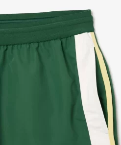 Lacoste Swimwear-Mid Length Colour-Block Striped Swim Trunks