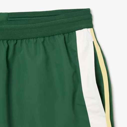 Lacoste Swimwear-Mid Length Colour-Block Striped Swim Trunks